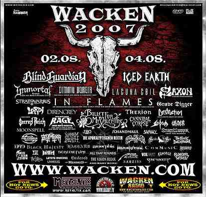 Updated artist list for Wacken Open Air 2007 (16/5/2007)